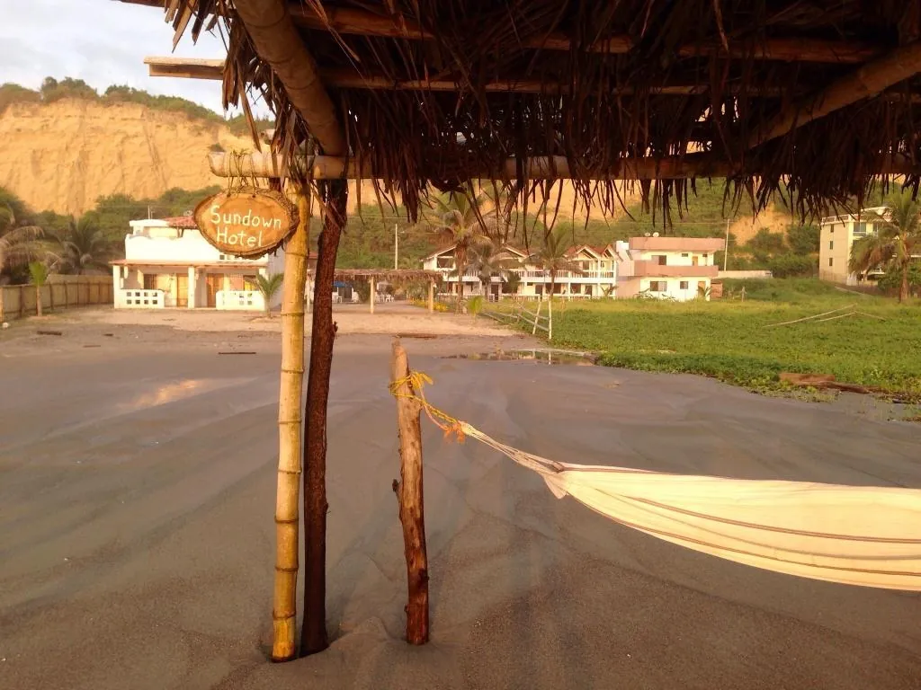 Hammock under the palapa looking out to the hotel and the Canoa cliffs